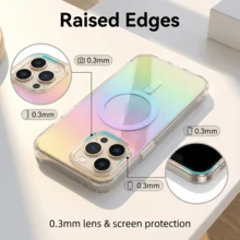 Rainbow Gradient Glitter Magnetic Phone Case, Transparent Protective Case With Shiny Powder, Minimalist & Fashionable Phone Case Compatible With IPhone 17 Pro Max/16/15/14/13/11 Series - Multicolor - View 3