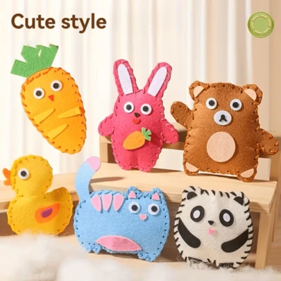 初学者缝纫入门套装 - 6 件装手工动物吊坠包，毛毡材质，轻松有趣的制作和礼品套装