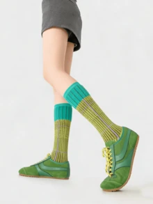 1/3 Pairs New Retro American Style Fine Plaid & Houndstooth Knee-High Socks - Multicolor - View 11