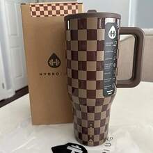 NEW HydroJug Traveler - 32 Oz 40 Oz Water Bottle With Handle & Flip Straw - Fits In Cup Holder, Leak Resistant Tumbler-Reusable Insulated Stainless Steel & Rubber Base - Gifts For Women & Men, - AUTUMN CHECKER - 查看 12