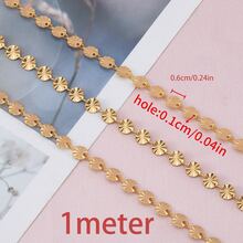 Rantai Stainless Steel Bulat Bermotif Cakram 1m/Pak, Rantai Bunga Matahari, Aksesoris Perhiasan Kalung Gelang Buatan Tangan DIY - H2838 - View 13