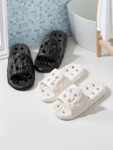 Bathroom Slippers, Breathable Quick-Drying Hollow Shower Anti-Slip Sandals, EVA Indoor Quiet Hotel Slippers For All Seasons - Black - View 7