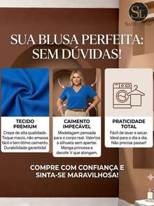 Women's Plus Size Short Sleeve Elegant Blouse – Plain Duna Fabric, Sizes GG, G1, G2, G3, Summer, Work - 薄荷綠 - 查看 6