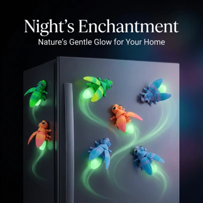 1 pieza Pegatina magnética de luciérnaga colorida para refrigerador, bloc de notas, decoración del hogar con efecto fosforescente, sin necesidad de electricidad, decoración del hogar inspirada en la naturaleza, imán con forma de luciérnaga, se ilumina automáticamente por la noche para decorar el espacio y crear una atmósfera cálida, adecuado para decoración de escritorio, colgar en el coche, decoración de oficina, regalo perfecto para Navidad, Halloween, Acción de Gracias, Día de San Valentín, Pascua