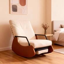Silla Mecedora Ergonómico Con Ajustable Respaldo Adecuado Para Sala De Estar Y Recámara - Beis - Ver 1