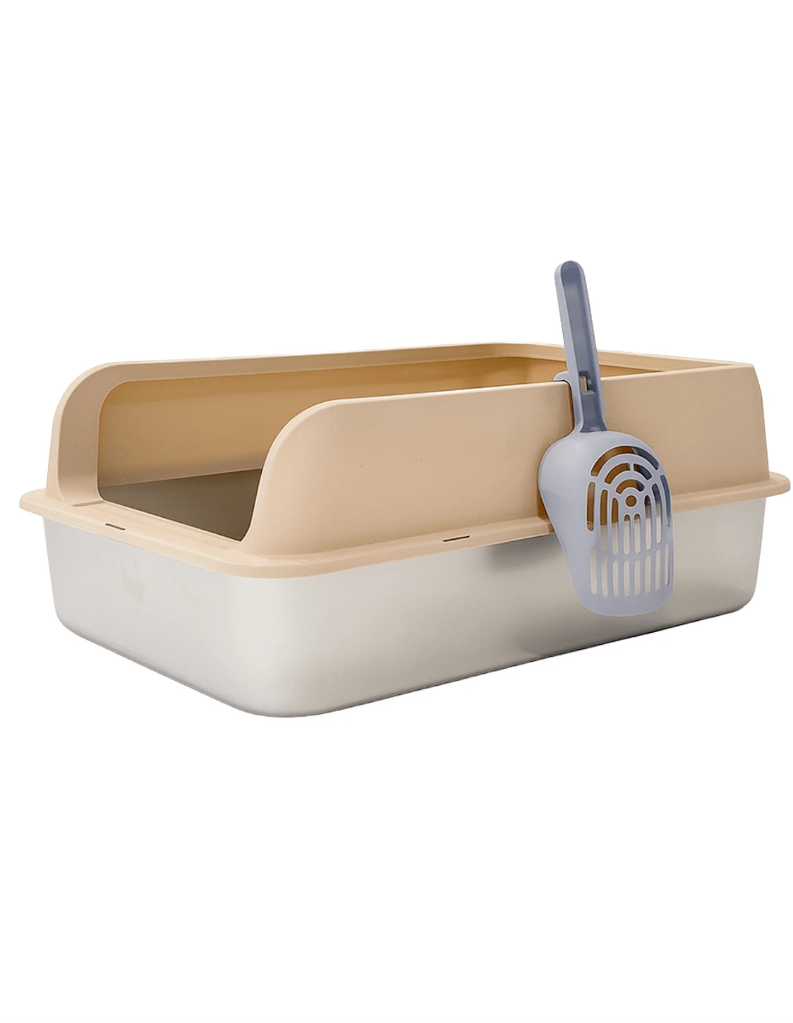 MATCHI | Arenero Sanitario de Acero Inoxidable con Borde Alto | Diseño Antisalpicaduras - Blanco - Ver 1