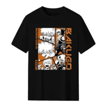 New Anime Boku No Hero Academia Printed Short Sleeve T-Shirt For Men And Women, Spring And Summer Fashion Hoodie, Ladies  T-Shirt Short Top. - màu đen - Xem 2