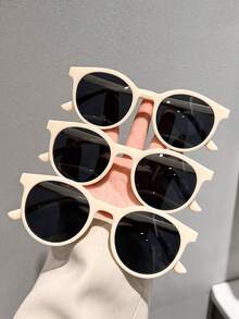 3pcs/Set Vintage Full Frame Round Fashion Glasses, Korean Style - Multicolor - View 10