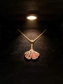 Elegant Ginkgo Leaf Necklace - A Symbol Of Resilience And Hope, Green Enamel Gold-Plated Pendant, Perfect Gift For Her Birthday And Anniversary - Multicolor - View 5