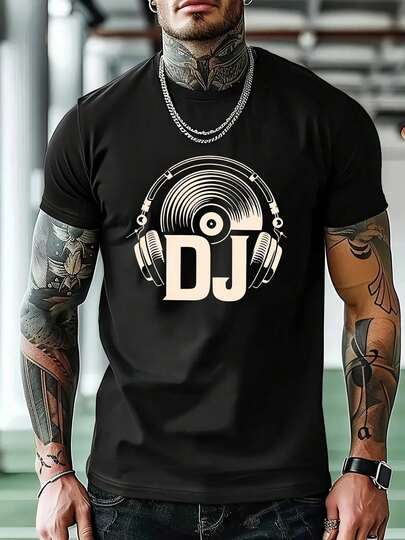 Camiseta DJ Estilo Retro Vinilo | 100% Algodón Premium Diseño Auriculares y Disco