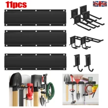 11Pcs-Set Garage Garden Tool Holder Storage Rack Shed Wall Mounted Organiser Long Hooks - Black - View 1