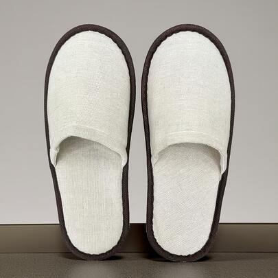 一次性高级亚麻拖鞋 | 舒适防滑，透气加厚海绵鞋跟，是民宿、酒店、居家使用的理想之选