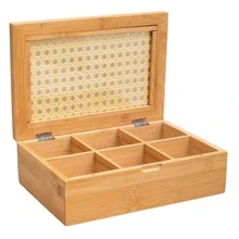 Bamboo Tea And Coffee Box With 6 Compartments And Straw - 摩卡棕 - 查看 2