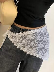 1件纯色钩编花卉蕾丝轻薄披肩围巾，女士适用，春夏款 - 彩色 - 查看 9