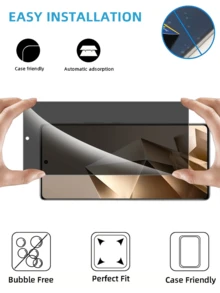 3pcs High Definition Anti-Spy Tempered Glass Screen Protector, Black Bezel Design, Face ID Unlock Compatible, Anti-Fingerprint & Shatterproof, Fits Infinix, Phones - Black - View 8