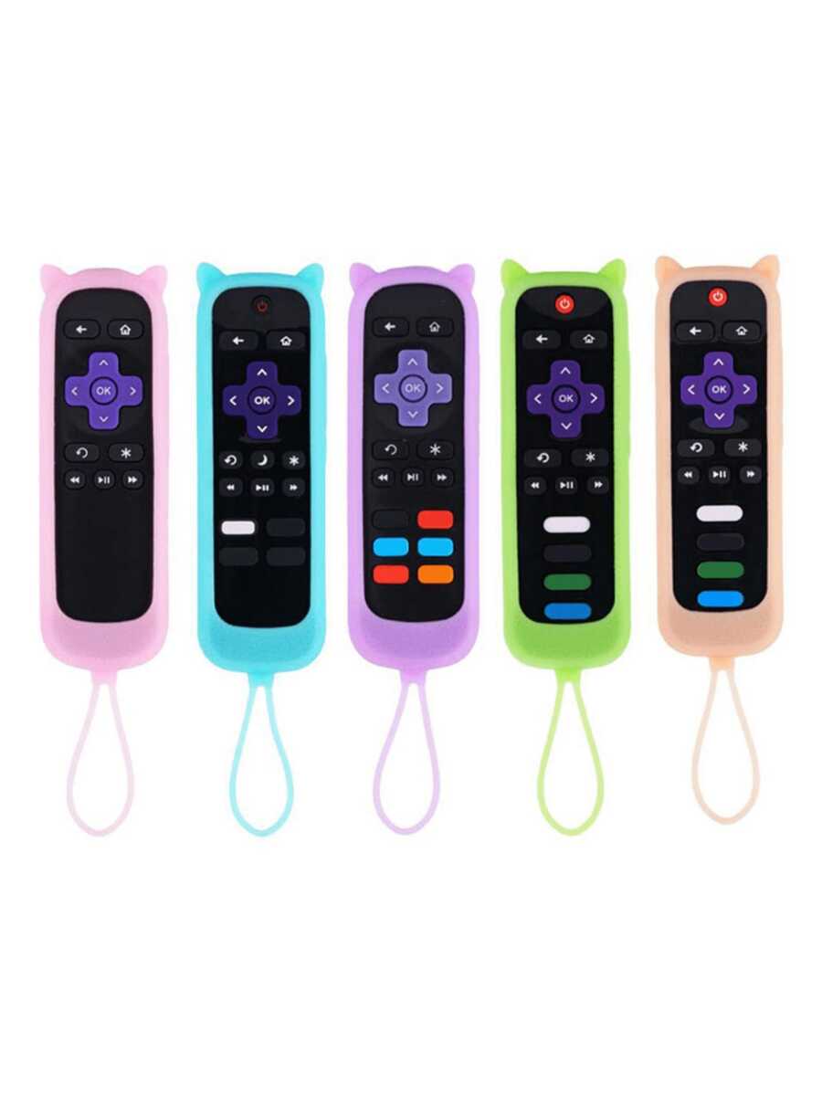 Silicone Remote Control Cover For Roku TVRemote/Roku Simple Remote/Roku Voice Remote (NotWith Headphone Jack) For School, Office, Household,Travel, Bag, Organizer, Storage Insulation, Galentines,Puppy, Carnival - 彩色 - 查看 1