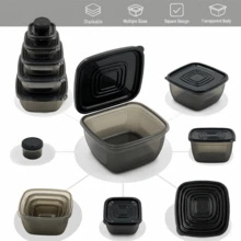 新年厨房收纳套装 6 件套嵌套式食品储存盒，带 6 个盖子 | 节省空间可堆叠防漏密封便当盒和零食盒，适用于办公室午餐/春季野餐/旅行