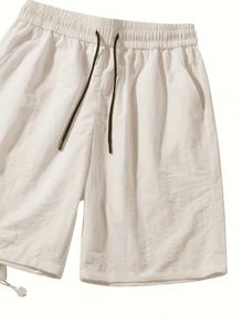 Summer Lightweight Loose-Fitting Casual Outdoor Beach Single-Layer Lightweight Shorts Set - Light Khaki - View 4