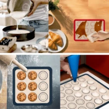 4pcs Silicone Baking Mat, Heat Resistant Non-Stick Oven Liner, Reusable Baking Tray Mat, Washable Easy Clean, Macaron Silicone Baking Mat, Non-Stick Macaron Mold Mat, Suitable For French Pastries, Macarons, Cakes, Cookies, Pizza, Baking Kitchen Tools, Oven Liner, Heat Resistant Mat, Silicone, Baking Paper - Home Kitchen Supplies - Multicolor - View 7
