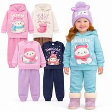 6-Piece Set Of Girls' Winter Fleece Clothing - Set Includes 3 Jackets And 3 Fleece Pants - Warm, Soft Fleece-Lined Sweatshirts For Everyday Wear. - 彩色 - 查看 1