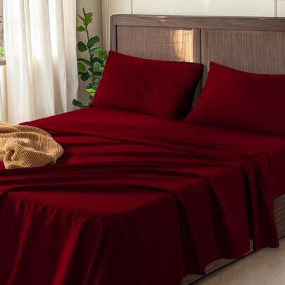 SERAPHINEX Juego De Sábanas De Microfibra Lisa Y Estilo Minimalista, Adecuado Para Los Tamaños De Cama Comunes En México (Individual 90*200 Cm, Matrimonial 135*200 Cm, Queen 150*200 Cm, King 180*200 Cm). Incluye Sábana Bajera Ajustable, Sábana Encimera Y 1/2 Funda De Almohada. Tejido Suave Y Agradable Para La Piel, Transpirable Y Cómodo.