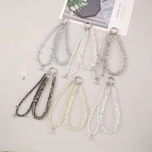 1pc Luxury Crystal Glitter Fish Tail Beaded Charm, Fashionable Phone Strap, Bag Pendant, Delicate Girl Style Double Chain Design, Transparent Clip, Suitable For All Phone Models, Earphones, Bags - Multicolor - View 5