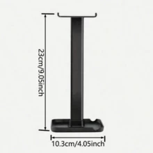 1个高品质黑色桌面耳机支架，耳机挂架，耳机托架，适用于办公室、家庭办公桌 - 黑色 - 查看 3