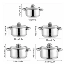 Set Of 12 Stainless Steel Saucepans Cookware Cooking Pots Set+Spatula Accessory - Silver - View 3