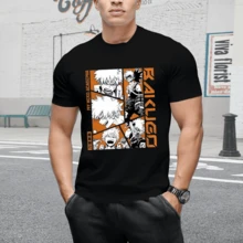 New Anime Boku No Hero Academia Printed Short Sleeve T-Shirt For Men And Women, Spring And Summer Fashion Hoodie, Ladies  T-Shirt Short Top. - màu đen - Xem 4