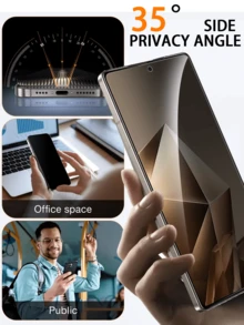 3pcs High Definition Anti-Spy Tempered Glass Screen Protector, Black Bezel Design, Face ID Unlock Compatible, Anti-Fingerprint & Shatterproof, Fits Infinix, Phones - Black - View 2