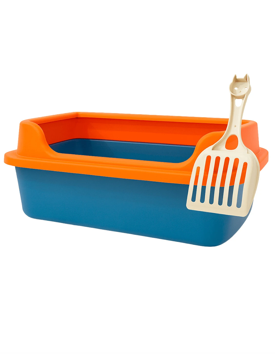 MATCHI Arenero para Gatos Semicerrado, Plástico, Sistema Antiderrames, Moderno con Borde Alto, Incluye Pala y Rejilla - Azul - Ver 1