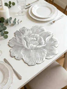 1-150pcs Gold Rose PVC Placemats, Washable, Easy To Clean, Wipe-Clean, Non-Slip, Holiday Wedding Party Dining Table Decor - Multicolor - View 17