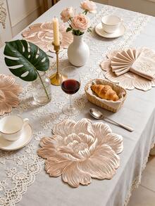 1-150pcs Gold Rose PVC Placemats, Washable, Easy To Clean, Wipe-Clean, Non-Slip, Holiday Wedding Party Dining Table Decor - Multicolor - View 12