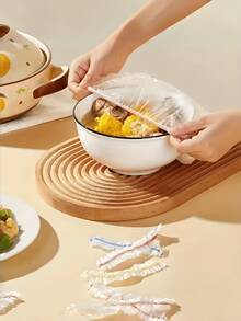 100pcs Plastic Wrap, Can Preserve Leftover Food, With Elasticity And Self-Sealing, Suitable For Covering Bowls And Plates, Household, Food Cover, Kitchen Accessories, Shower Cap, Christmas Supplies - Multicolor - View 3