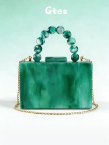 Gets Acrylic Clutch Purses For Women With Marbling Purses And Handbags Elegant Banquet Evening Crossbody Bag - màu xanh lá cây nhạt - Xem 1