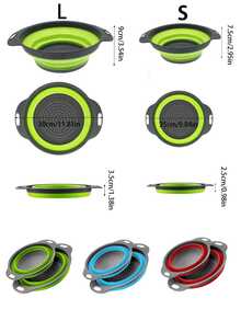 2pcs Silicone Collapsible Drain Basket, Foldable Fruit & Vegetable Washing Strainer, Kitchen Sink Colander, Square & Round Shape - Multicolor - View 3