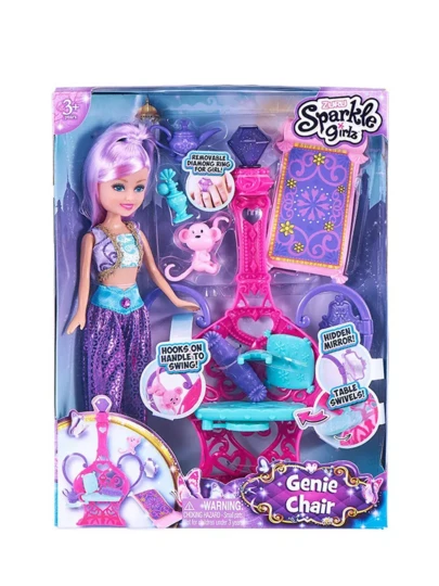  ZURU Sparkle Girlz Genie Chair 女孩儿童椅（套装包含 VE 惊喜包、迷你玩偶和配件）室内外玩耍娱乐活动 3岁以上