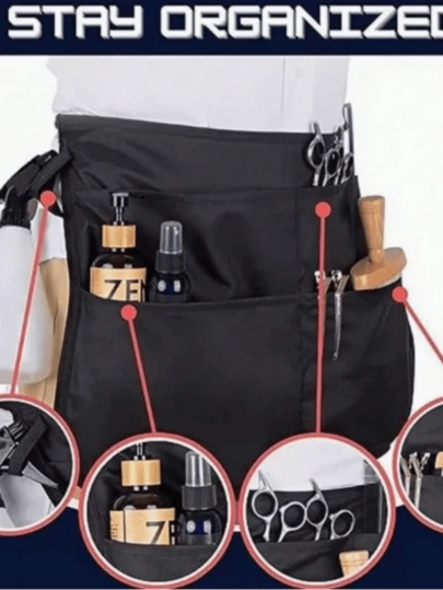 Delantal de trabajo para peluquería con bolsillo para almacenamiento de herramientas, bolsa de cintura, accesorios para peluqueros, peine, suministros para cortar el cabello, secador de pelo, cabello, peluquería, herramientas para peinado, productos para peinado, artículos esenciales de viaje, peinado, peinado, cabello, viaje, productos para peinado, herramientas para peinado, suministros para peinado, peluquería, suministros para cortar el cabello, barbería, equipo para peinado