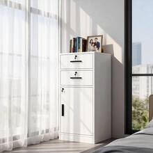 Archivador Para Oficina Y Hogar | Cajonera Con 2 Cajones 1 Puerta - Blanco - Ver 1