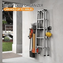 11Pcs-Set Garage Garden Tool Holder Storage Rack Shed Wall Mounted Organiser Long Hooks - Black - View 9