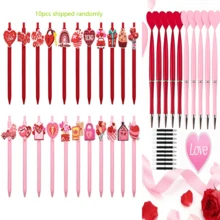 10支/5支装情人节系列创意圆珠笔，书写流畅。适用于学校用品、办公文具、节日派对礼物和情人节礼物。 - 彩色 - 查看 9