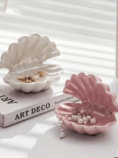 1pc Shell Jewelry Tray, Artistic Decorative Style, Multifunctional Semi-Circle Key & Jewelry Organizer Rack, Suitable For Entryway/Vanity, Home Decor, Thoughtful Gift For Mother/Friend - Wedding Gift, Sun Travel Jewelry Tray