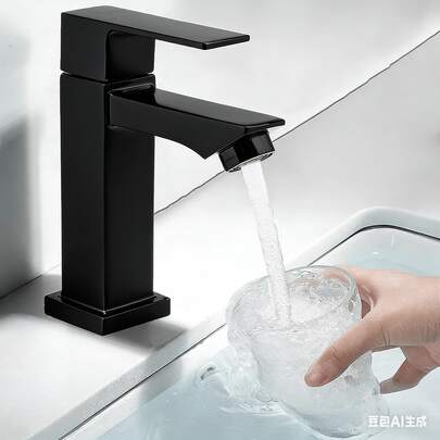 Torneira de Lavabo / Banheiro Prata Luxo Metal Moderna 1/2  Fosco Inox Quadrada