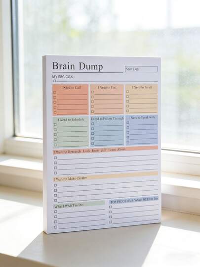 1PC Brain Dump & To-Do Notebook, 50-Page Focus Planner, A5-Size Daily Task Manager, Suitable For Self-Planners, Project Managers, And Personal Organizers, Minimalist Notebook, Premium Finish, High-Quality Paper, Planning Tool, Brain Dump Journal
