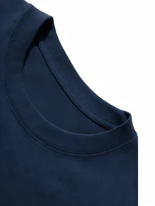 SS26 Camiseta de Manga Corta Unisex - Diseño de Gato Adorable (Estilo Realista) - Estilo Casual y Lúdico - Azul Marino - Ver 4