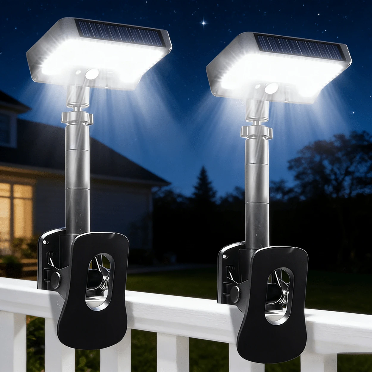 2/1 Pack Of Solar Outdoor Lights, Clip On Solar Lights, Suitable For Fences, 600 Lumens Motion Sensor Outdoor Lights, 92 LED Solar Lights, Outdoor Waterproof, Suitable For Gardens, Drainage Ditches, Terraces, And Camping. - 黑色夾子燈 - 查看 1