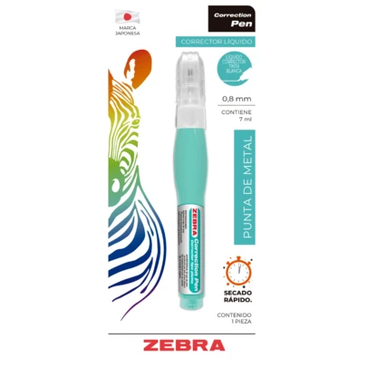 Corrector Pen LE Zebra Tipo Pluma Punto Fino (0.8 mm) Blíster 1 Pieza.