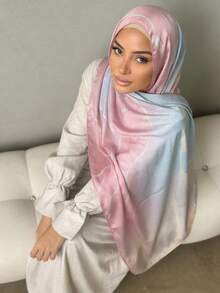 1 chiếc khăn trùm đầu nữ phong cách Bohemian, họa tiết nhuộm màu nước, vành rộng, in họa tiết tie-dye, chống tia UV, nhiều màu sắc, khăn choàng thanh lịch đa năng, thoáng khí, mềm mại, thời trang, dài, phù hợp sử dụng hàng ngày. - Nhiều màu - Xem 3