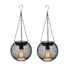 2pcs Solar Hanging Lights, Upgraded Metal Design Suitable For Outdoor Garden, Yard, Path, Tent, Camping, Mall, Restaurant, Cafe Decor, Auto On/Off, Commercial Lighting IP65, Outdoor Solar Lamps - Grid Pendant Light - View 8