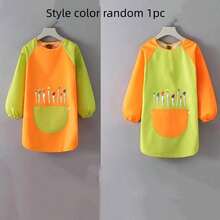 1 件简约时尚绘画罩衫，可爱彩色画衣围裙，适用于工作室、餐厅、艺术绘画，可翻转（领子颜色随机混合）